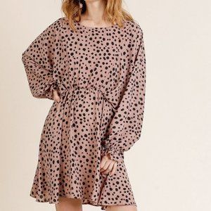 Umgee Dalmatian Puff Sleeve Dress